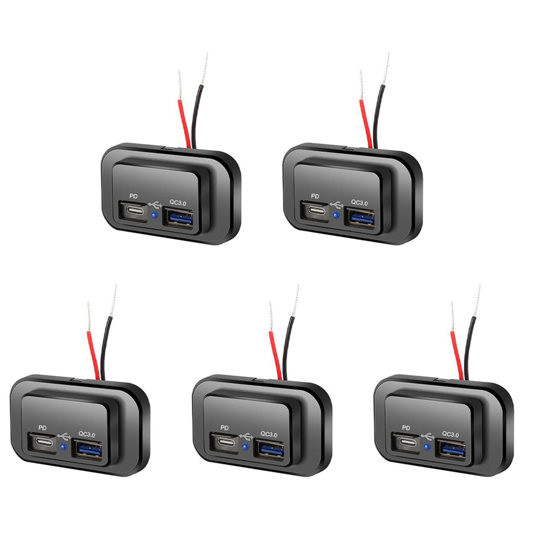 Haopeuk 5X USB+PD Autoladebuchse 12V/24V USB Ladeverteiler Steckdose Netzteil für Motorrad -Truck ATV Boot Auto Wohnmobil von Haopeuk