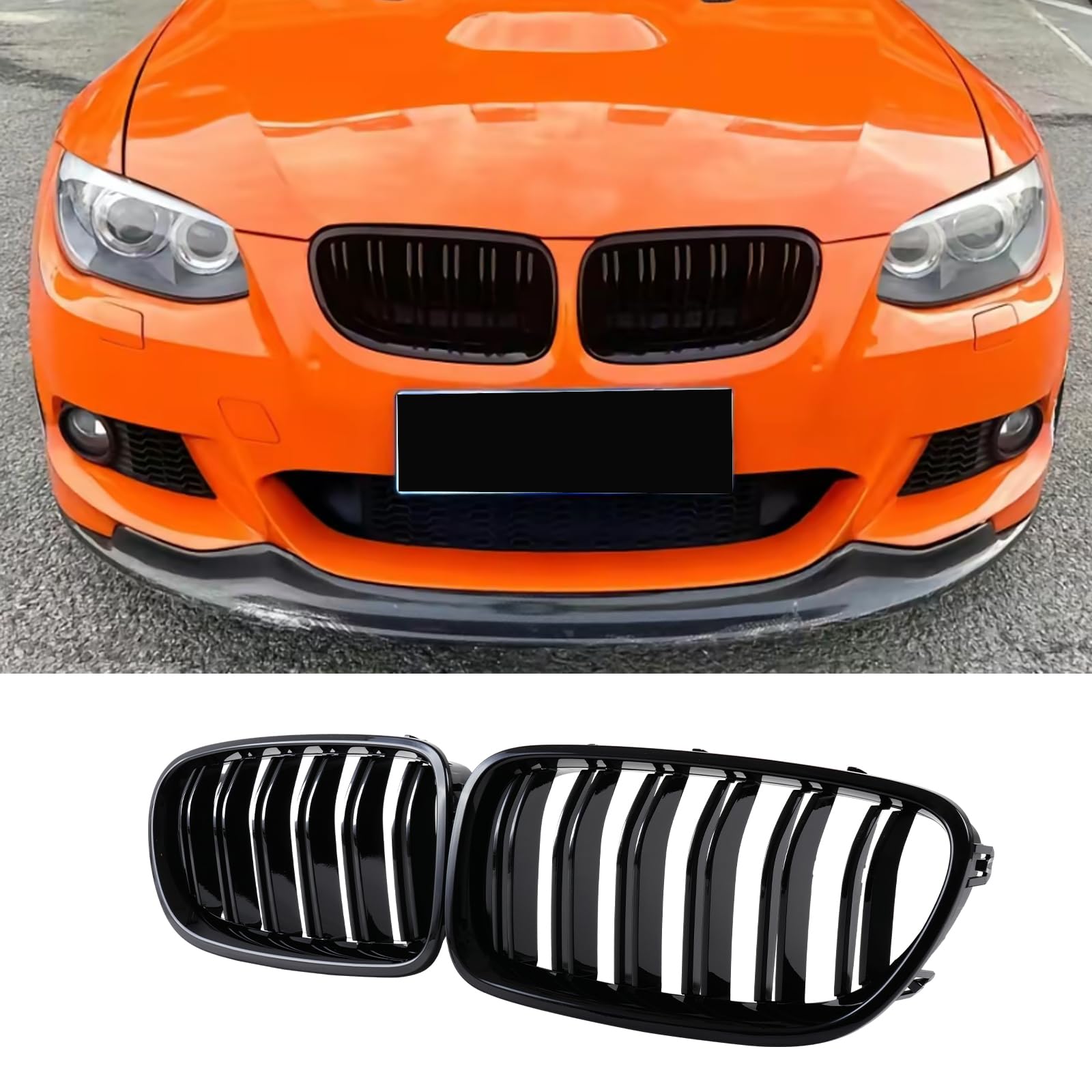 Haoyijiahui E92 E93 Nieren Kühlergrill – Passend für BMW 3 Series Typ E92 (Coupé) und E93 (Cabriolet) 2010-2013 (nur LCI), Grill Glanz Schwarz Doppelsteg Kühlergrill (For 3er E92 2010-2013) von Haoyijiahui