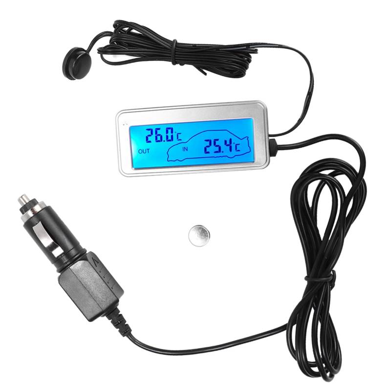 Auto LCD Digital Temperatur, 12V Indoor Outdoor Auto Digital LCD Display Empfindlichkeit Thermometer Temperaturmesser von Hapivida