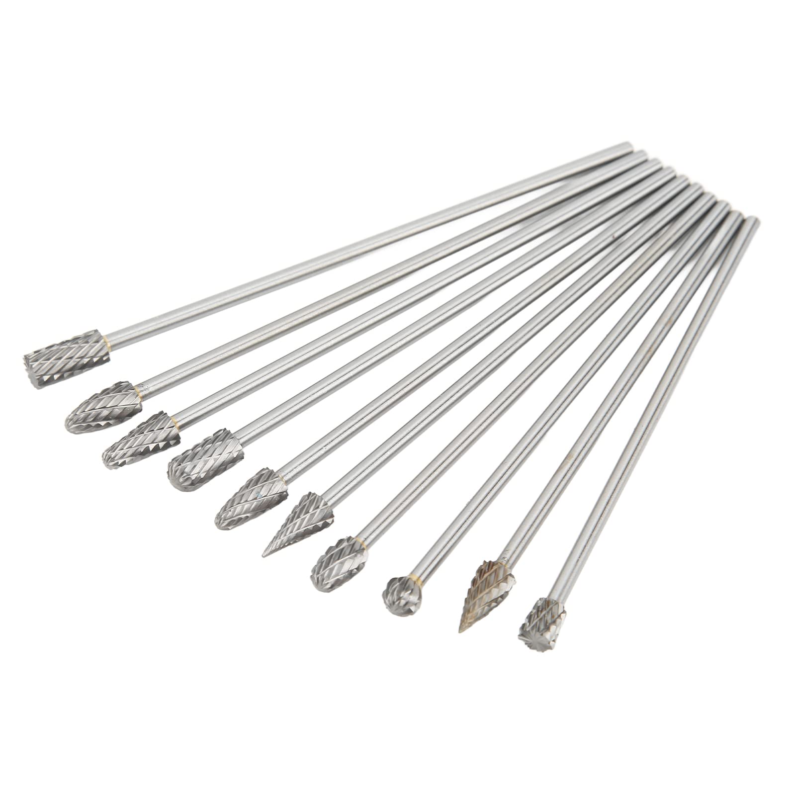 Doppelschnitt Hartmetall Rotationsfräser Set, 10-teilig 3mm Doppelschnitt Stabschleifer Bits Hartmetall Frässtift Rotery Feile für Holzbearbeitung, Bohren, Metallschnitzen, Gravieren, Polieren von Hapivida