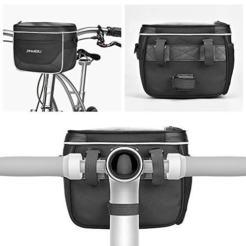 Hapivida Fahrrad Lenkertasche, Große Fahrrad Front Aufbewahrungstasche mit TPU Touchscreen und Abnehmbarem Schultergurt für Mountainbikes, Rennräder, Outdoor Radfahren von Hapivida