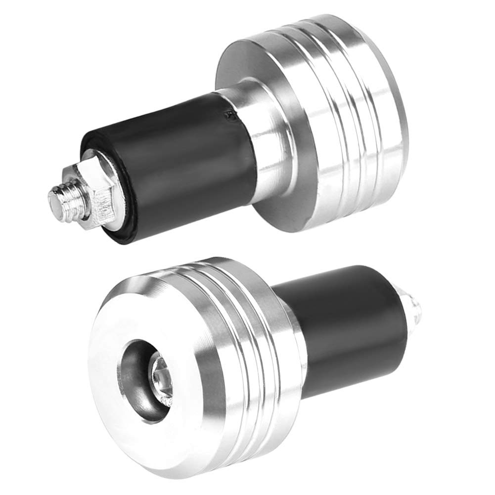 Motorrad Lenkerenden, 2 Stück 22mm Universal Aluminium Motorrad Grip Lenkerenden Gewicht Balance Stecker, Lenker Griffeenden Moto Slider Zubehör(Silber) von Hapivida