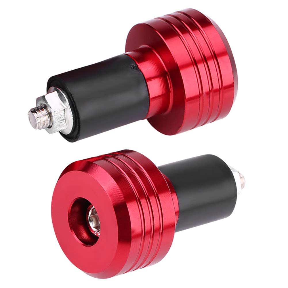 Motorrad Lenkerenden 2 Stück 22mm Universal Aluminium Motorrad Grip Lenkerenden Gewicht Balance Stecker Lenker Griffeenden Moto Slider Zubehör(Rot) von Hapivida