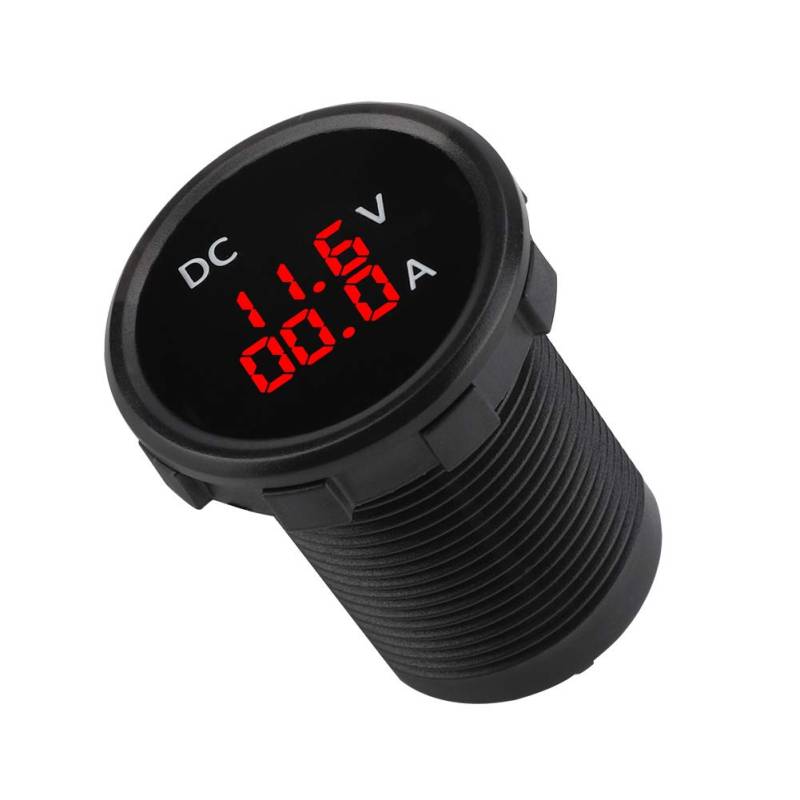 Motorrad Voltmeter Amperemeter 12–24 V LED Digitalanzeige, Bootsvoltmeter, Wasserdicht IP67 Rundes Digitales Voltmeter für Motorrad, Auto, Wohnmobil, Boot von Hapivida