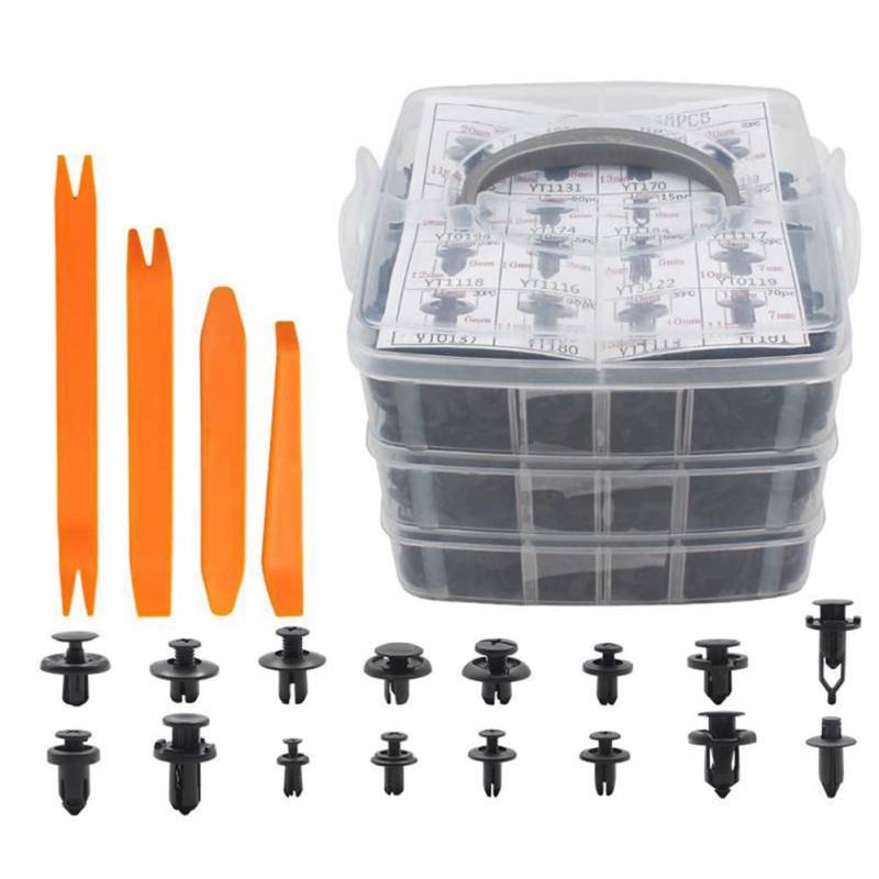 Happlignly Auto-Befestigungs-Clips-Set mit Box, Kunststoff, 620 Stück, gemischt, für Karosserie, Push-Retainer, Stoßstangen-Reparatur-Set, Auto-Stoßstangen-Set von Happlignly