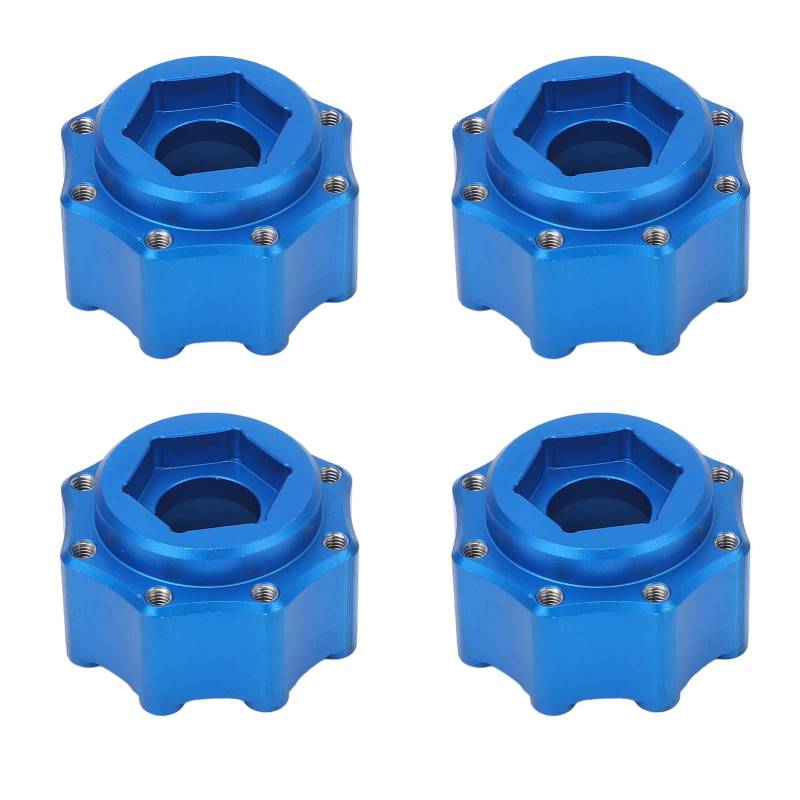 HappyFit 4 Stück 17 mm Sechskant-Adapter, professionelle Aluminiumlegierung, fein bearbeitet, 3,8 Zoll Reifen-Sechskant-Kombinator für RC-Zubehör (Blue) von HappyFit