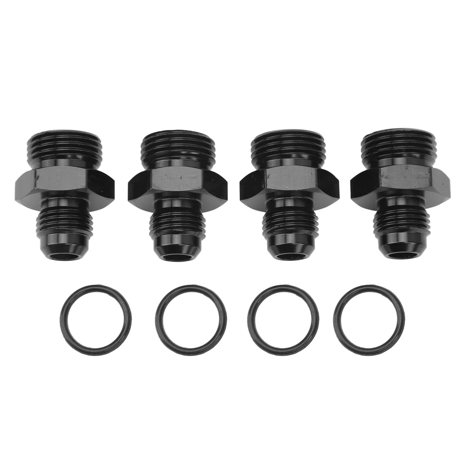 HappyFit 4-teiliges ORB-Stecker-Fitting aus Aluminiumlegierung, 1500 PSI O-Ring-Stecker-Bördeladapter für Ölkühler-Kraftstoffpumpe (8AN ORB to 6AN) von HappyFit