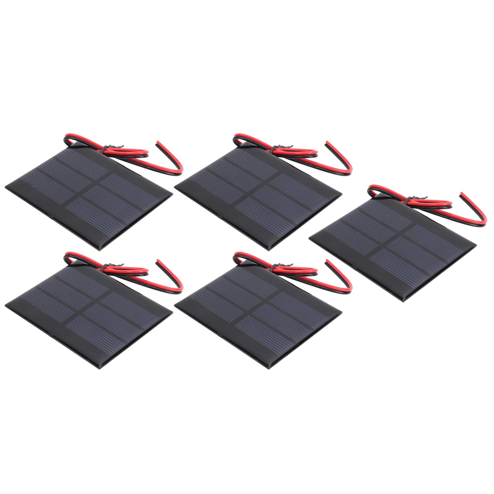 HappyFit 5-teiliges Mini-Solarpanel-Batteriezellenplatinenmodul mit 30 cm Draht 60 x 80 x 3 mm DC 0,65 W 1,5 V von HappyFit