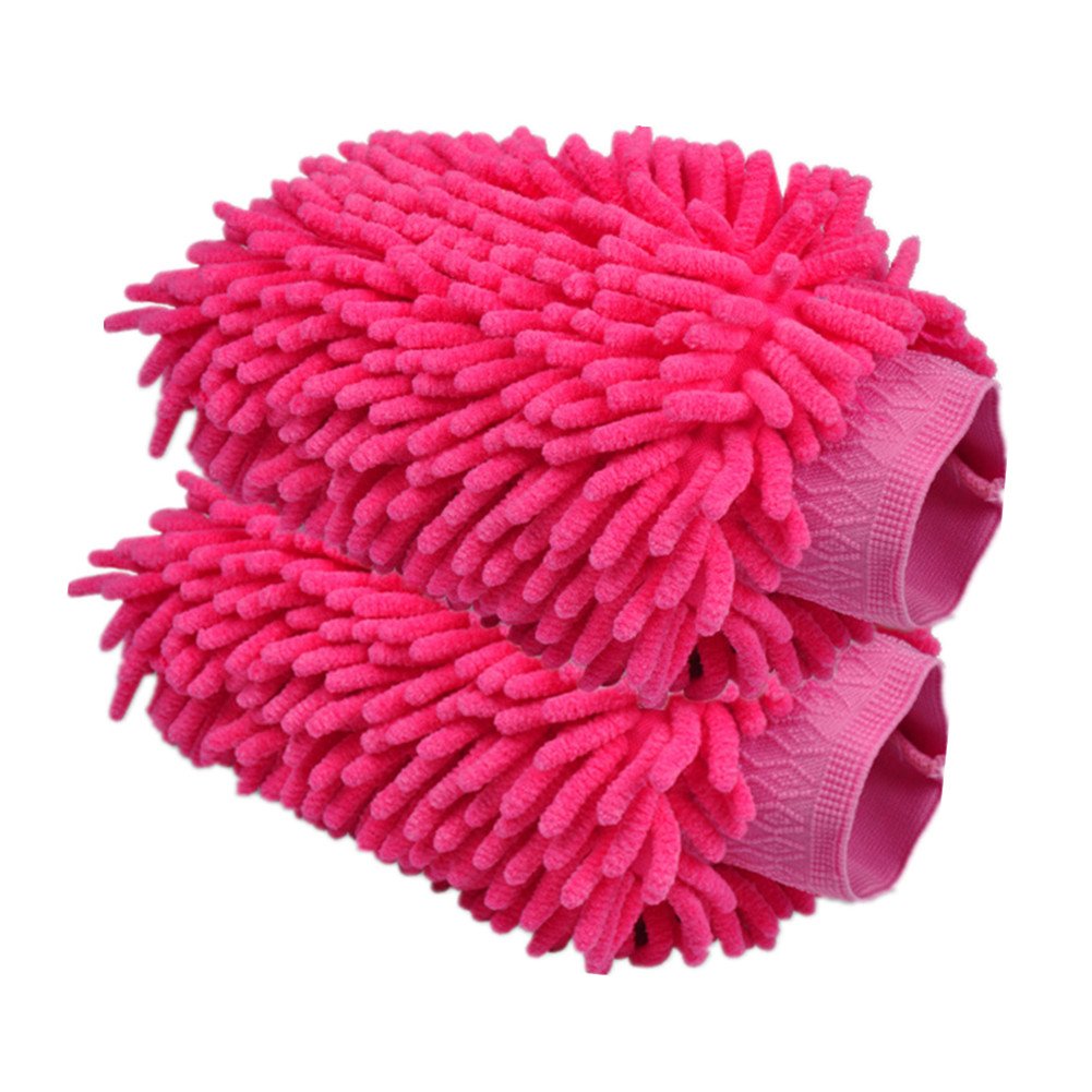 Happyit 2 PCS Autowäsche Handschuh Microfaser Chenille Wäsche Mitt Reinigung Wäsche Mitt Microfaser Schwamm Stoff Car Waschmaschine (Rosa) von Happyit