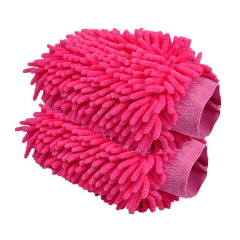 Happyit 2 PCS Autowäsche Handschuh Microfaser Chenille Wäsche Mitt Reinigung Wäsche Mitt Microfaser Schwamm Stoff Car Waschmaschine (Rosa) von Happyit