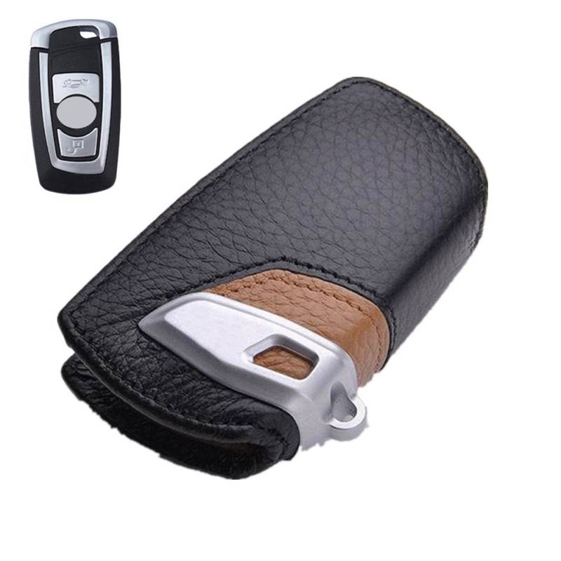 Happyit Auto echtes Leder Smart Key Cover Fall für F10 F20 F30 NEU 1 2 3 4 5 6 7 Serie X3 X4 320I 116I 118I 328I 530I Zubehör (Gelb) von Happyit