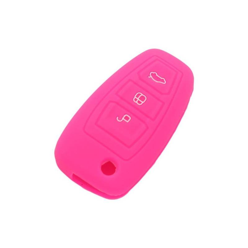 Happyit Silikon Autoschlüssel Fernbedienung Abdeckung Fall für Ford Focus 3 MK3 ST RS Ecosport Kuga Flucht Neue Fiesta 3 Taste Smart Key (Rose) von Happyit