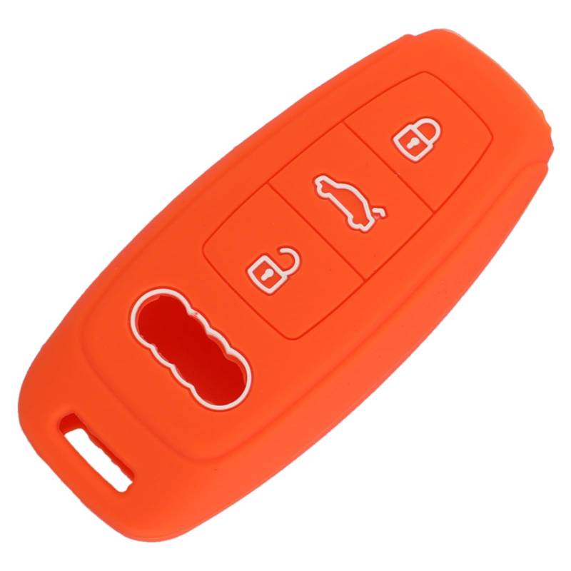 Happyit Silikon Autoschlüsselanhänger Hülle für Audi A1 A3 A4 A5 Q7 A6 C5 C6 3 Tasten (Orange) von Happyit