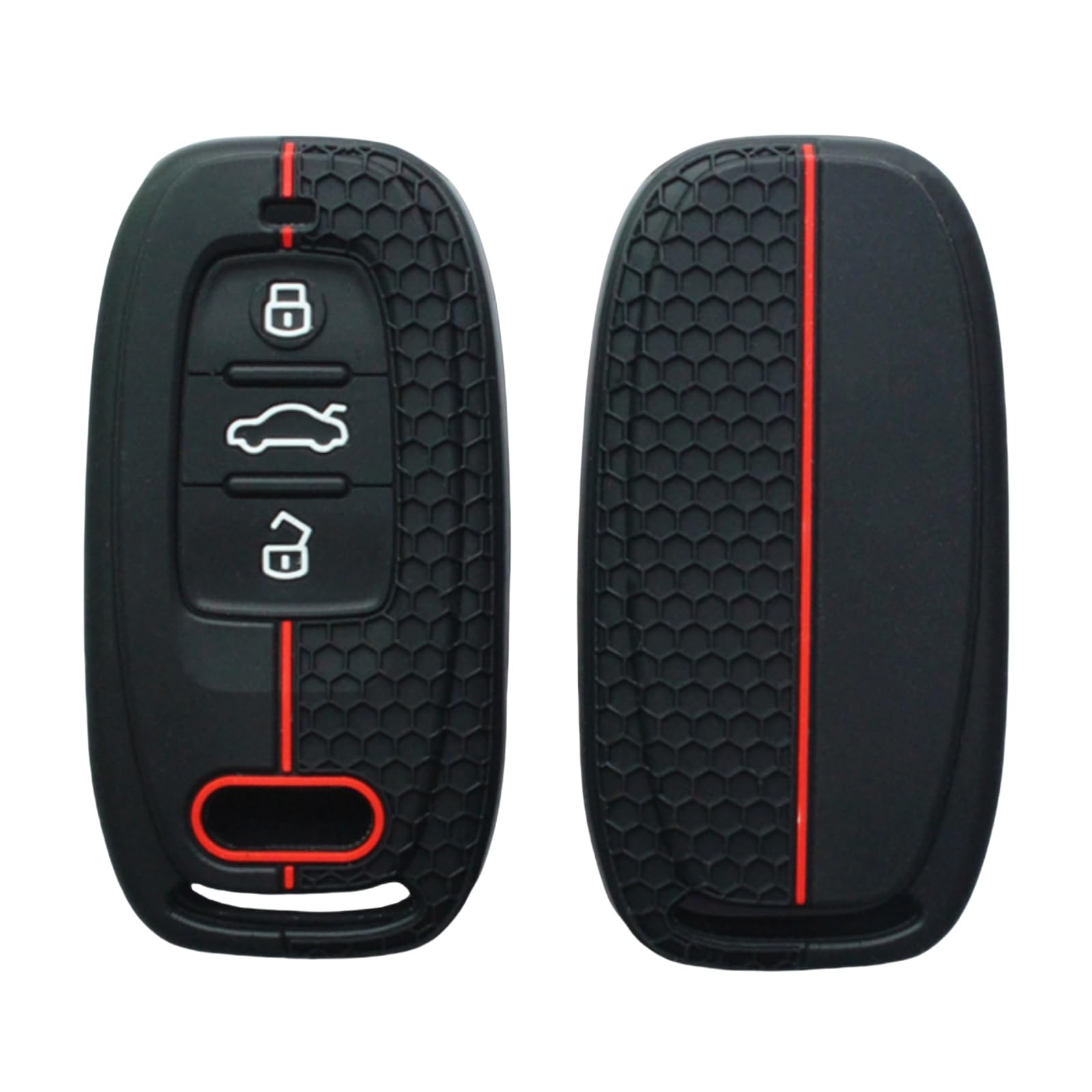 Happyit Silikon Autoschlüsselanhänger Hülle für Audi Q5 A4 A4L A5 A6 A7 A8 RS4 RS5 S4 S5 Quattro Q3 Q7 3 Buttons von Happyit