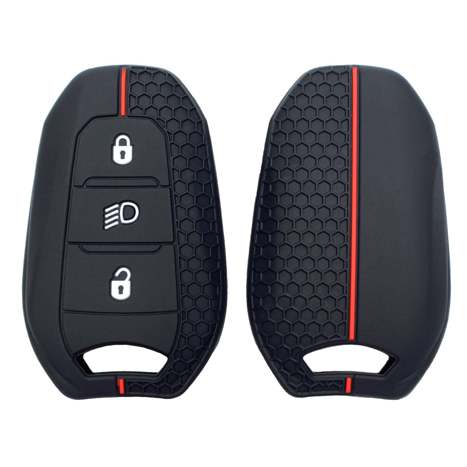 Happyit Silikon Autoschlüsselanhänger Hülle für Peugeot 208 3008 5008 2008 DS5 DS6 DS3 for Citroen C5 X7 3 Buttons von Happyit