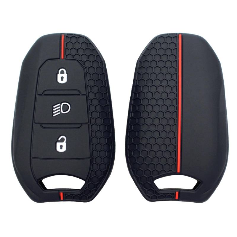 Happyit Silikon Autoschlüsselanhänger Hülle für Peugeot 208 3008 5008 2008 DS5 DS6 DS3 for Citroen C5 X7 3 Buttons von Happyit