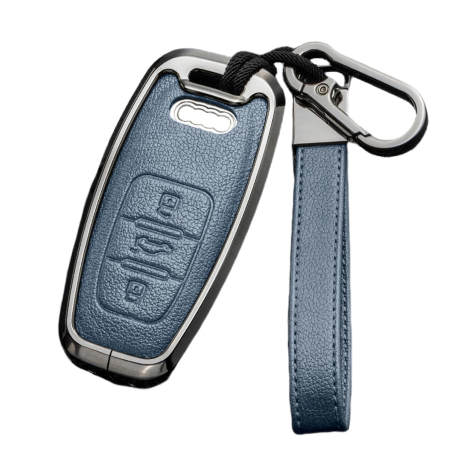 Happyit Zink-Legierung Leder Autoschlüssel-Hüllen für Audi A6 A7 A8 E-tron Q5 Q8 C8 D5 3 Tasten (Blau) von Happyit