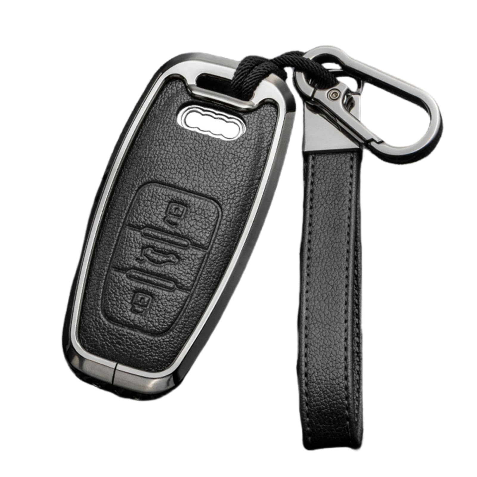 Happyit Zink-Legierung Leder Autoschlüssel-Hüllen für Audi A6 A7 A8 E-tron Q5 Q8 C8 D5 3 Tasten (Schwarz) von Happyit