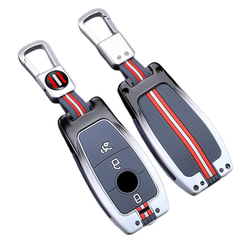 Happyit Zinklegierung Autoschlüssel Hülle Gehäuse für Benz A C E S GLC GLE GLS CLA Class W205 W213 W177 X167 W222 G63 Car Key Shell Protector (Grau) von Happyit