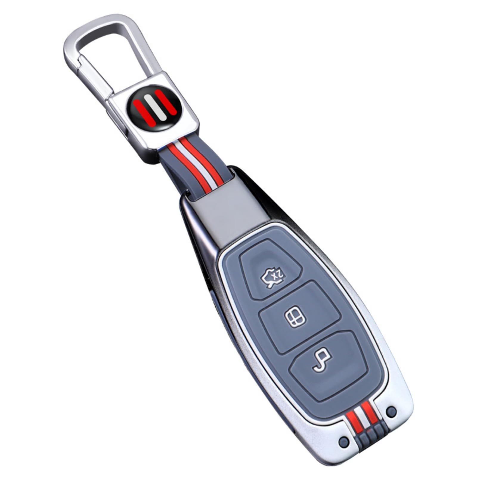 Happyit Zinklegierung Autoschlüssel Hülle Gehäuse für Ford C-Max Mondeo Kuga Fiesta Titanium Ford Focus 3 4 ST MK3 MK4 Car Key Shell Protector (Grau) von Happyit