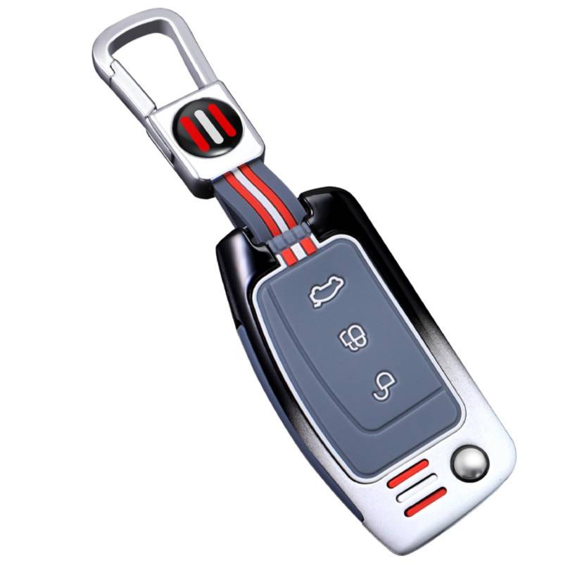 Happyit Zinklegierung Autoschlüssel Hülle Gehäuse für Ford Focus 2 MK2 Fiesta Mondeo Galaxy Falcon Territory Ecosport Car Key Shell Protector (Grau) von Happyit