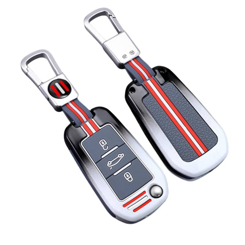 Happyit Zinklegierung Autoschlüssel Hülle Gehäuse für Peugeot 208 301 308 508 2008 3008 Fit Citroen C3 C4 C4L Car Key Shell Protector (Grau) von Happyit