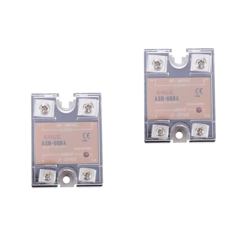 Happyyami 2St ash60da halbleiterrelais solid state relais Semi-Conductor Relay Moisture-proof Relay No Noise Relay Anschlüsse mehrere Geräte Zustandsrelaismodul DC-Relais Polycarbonat Black von Happyyami