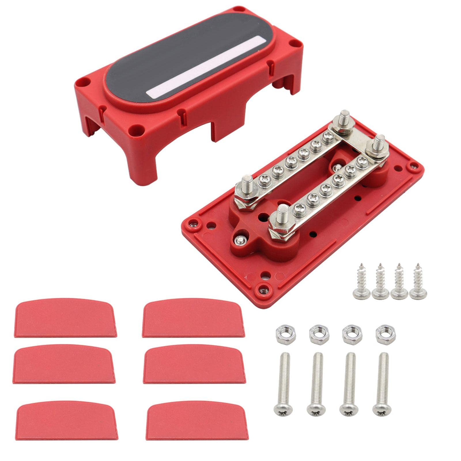 Harilla 100 A Sammelschiene Stromverteilerblock Hochleistungsmodul mit Abdeckung 12 V- DC 12-Wege-Sammelschiene für LKW, Wohnmobile, Kraftfahrzeuge, Autos, Rot von Harilla