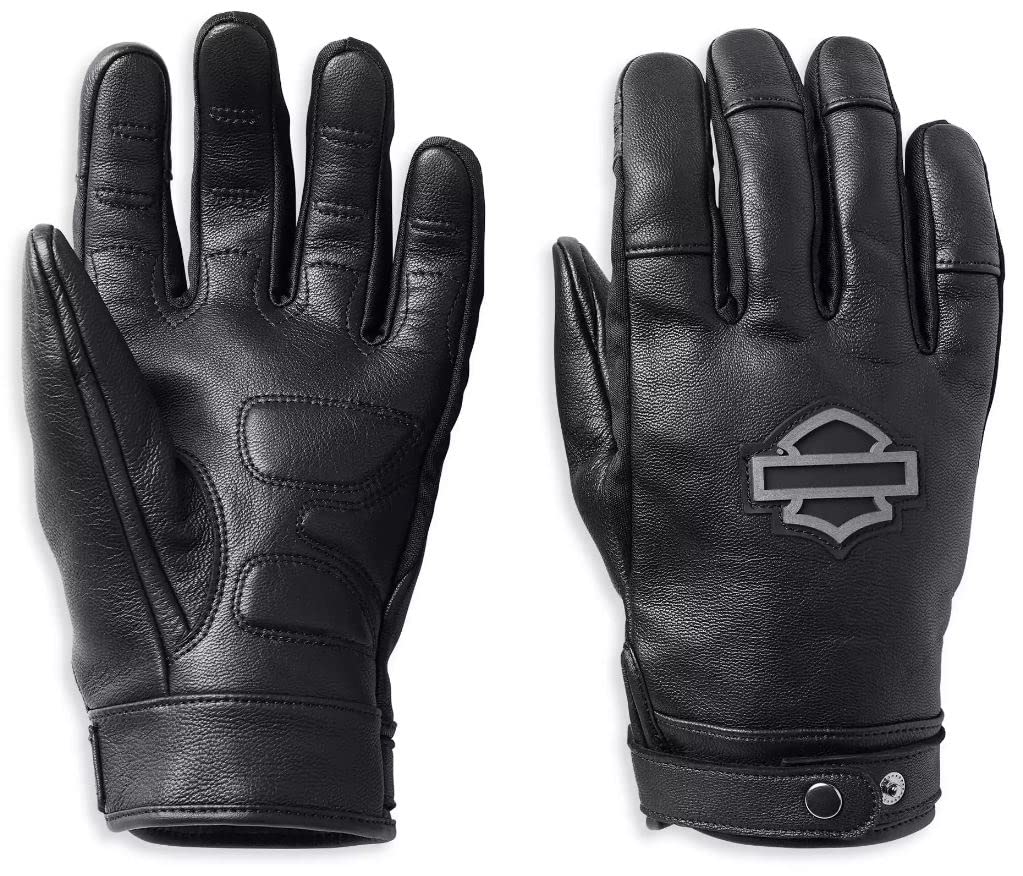 HARLEY-DAVIDSON Herren Motorrad-Handschuhe Metropolitan mit Touchscreen Handyhandschuhe Biker Schutz Leder-Handschuhe, Schwarz, XL von Harley-Davidson