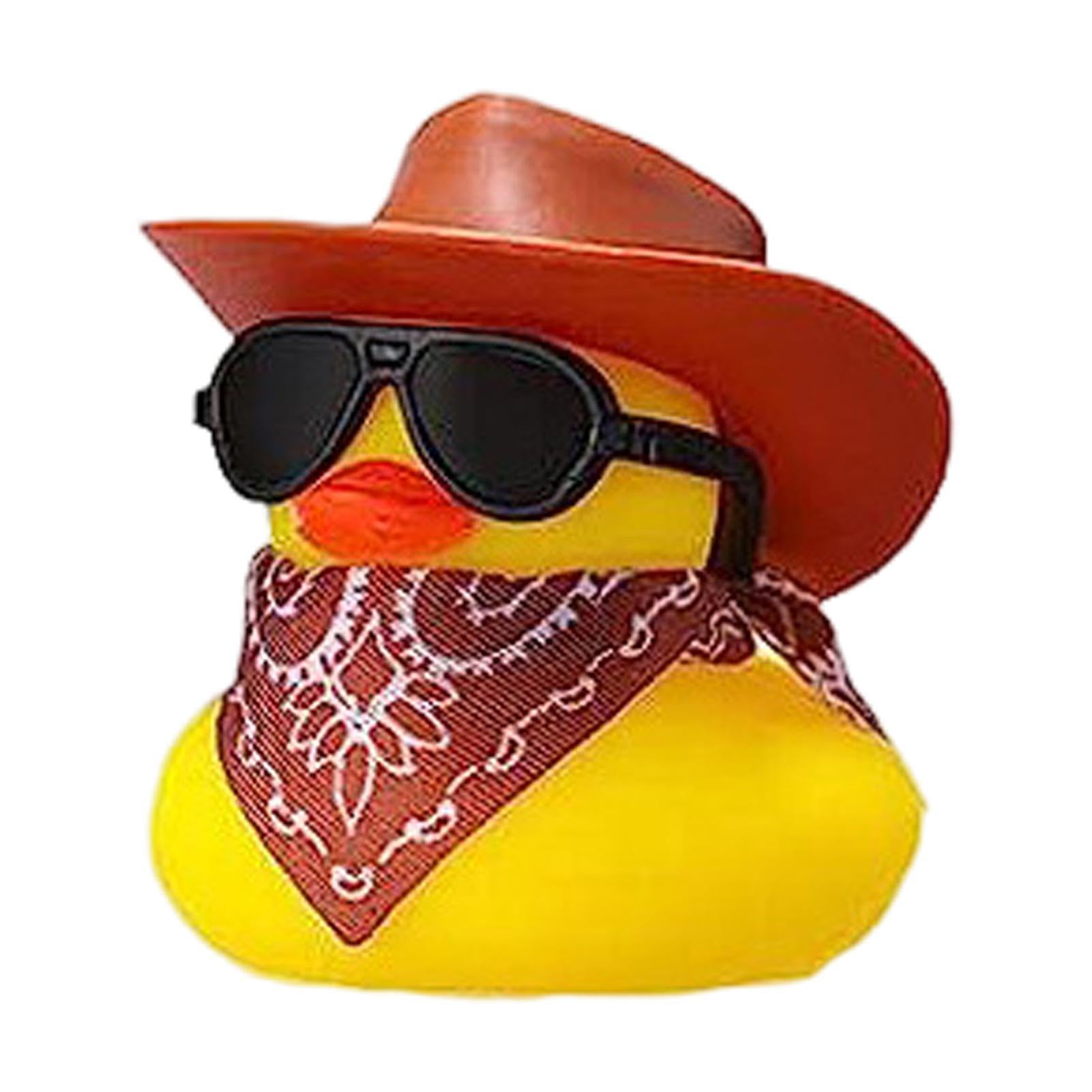 Coole Gummi-Enten-Sonnenbrille – lustiger Badespielzeug-Schwimmer und Auto-Armaturenbrett-Dekoration | Lustige Badeente mit Cowboy für Kinder, Babys, Duschzubehör von Harmoousue