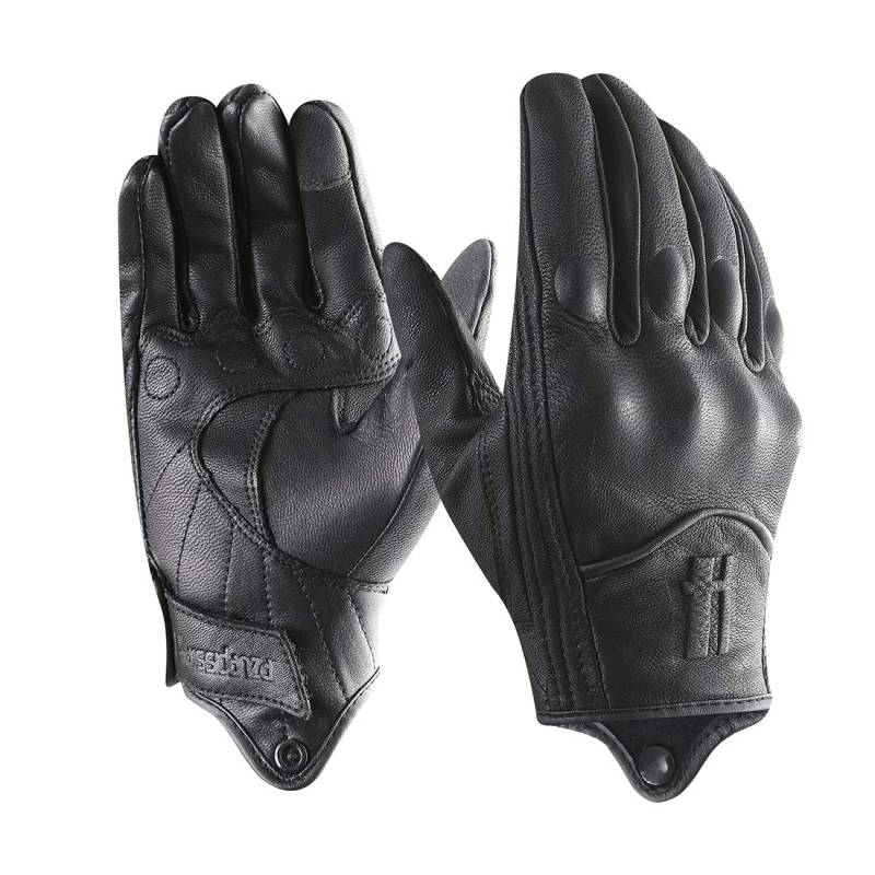 Harssidanzar Motorradhandschuhe für Herren, Leder-Touchscreen-Reithandschuhe GM028, Schwarz, Größe XL von Harssidanzar