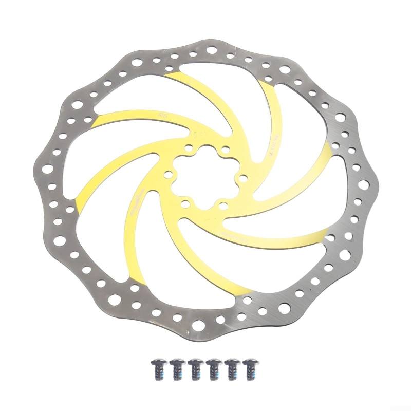 Edelstahl-Fahrrad für Rotor, schwimmende Scheibenbremse, 6-Loch-Installation (gelb 203) von Hasaller