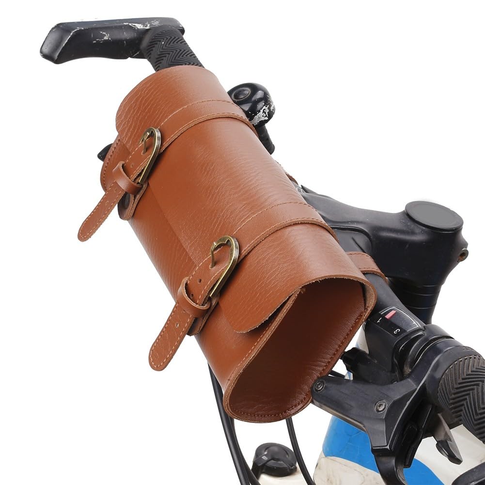 Hasaller Fahrradtasche, Lenkertasche, Fahrradtaschen, PU-Leder, Fahrrad-Hecktasche zur Befestigung am Lenkerrahmen, unter dem Sitz, Fahrradrahmentasche für Mountainbike, Rennrad, Rennrad (braun) von Hasaller