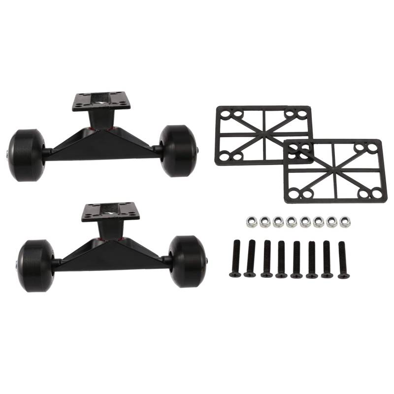 Haslbeck 2 SäTze Skateboard Aluminium Legierung Skateboard Trucks Gummi Allrad Longboard Teile Mini Cruiser, Schwarz von Haslbeck