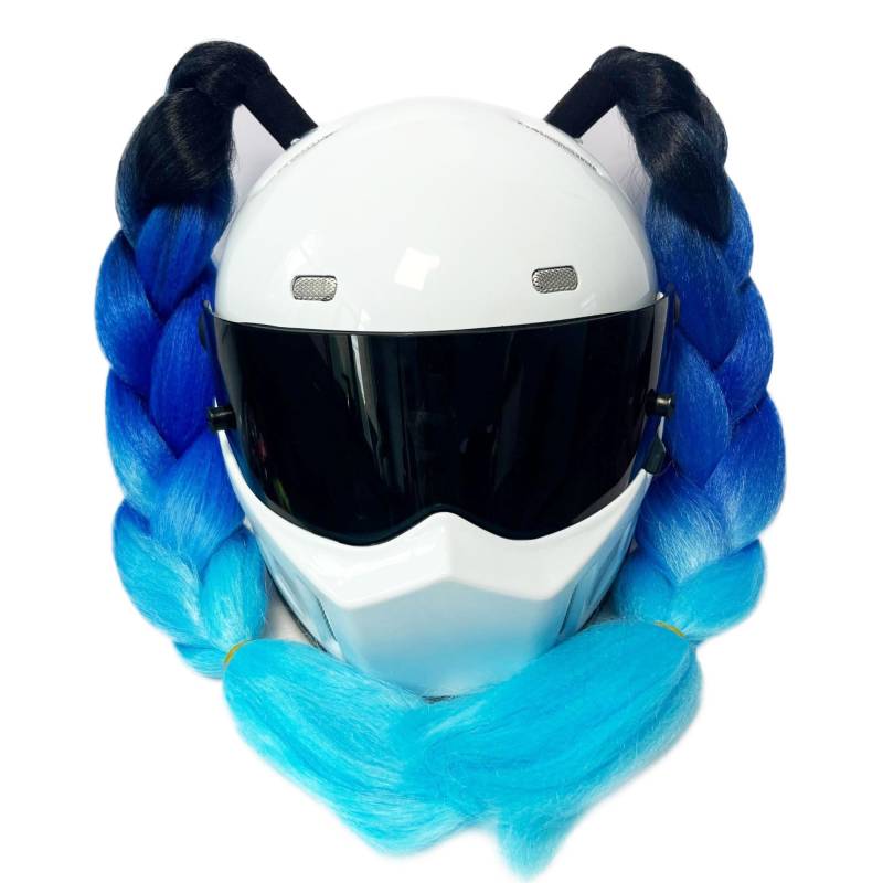 Hayaww Motorrad Helm Zöpfe Motorräder Gradient Ramp Helm Dekorieren Zöpfe Retro Motorrad Helm Zöpfe Helm Haar Perücke Geflochtener Pferdeschwanz mit Abnehmbarer Saugnapf Haarschmuck (C) von Hayaww