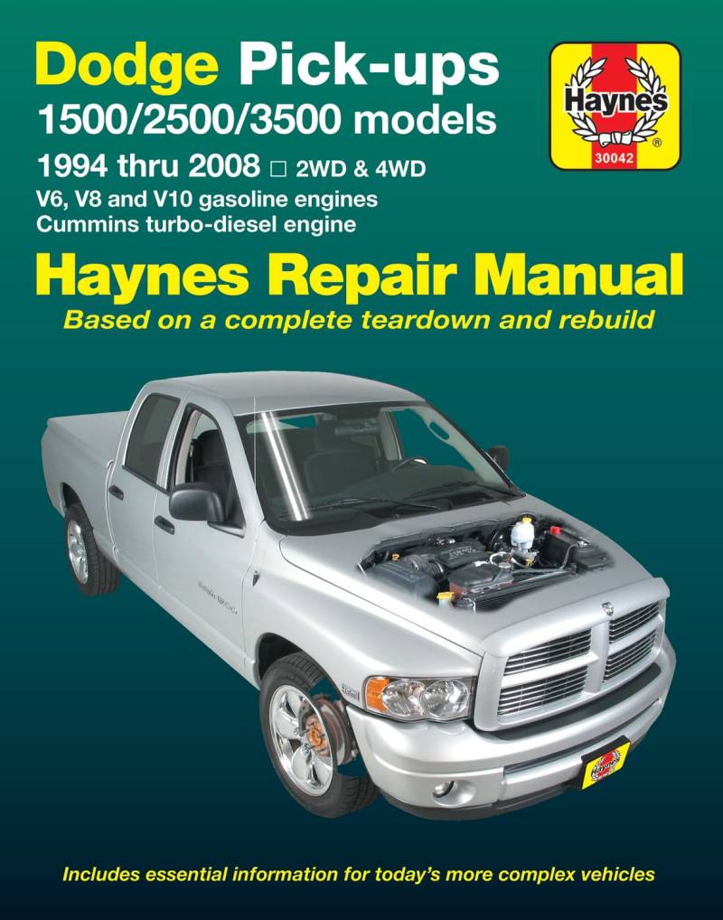 Dodge Pick-Ups 1500, 2500 & 3500 Models, 1994 Thru 2008 Haynes Repair Manual: 2wd & 4WD - V6, V8 and V10 Gasoline Engines - Cummins Turbo-Diesel ... 2WD & 4WD (Hayne's Automotive Repair Manual) von Haynes Manuals N. America, Inc.