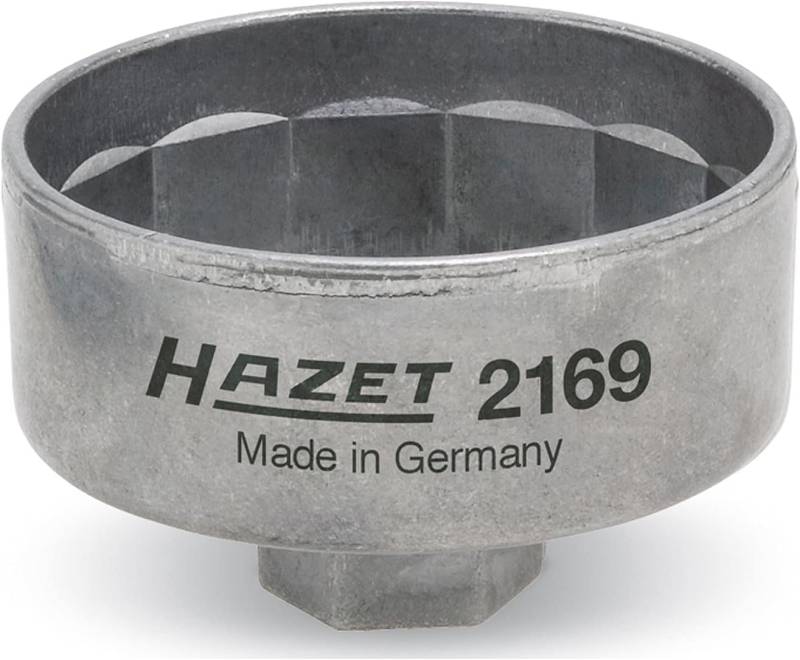 HAZET Ölfilterschlüssel 2169 I passend für verschiedene Ölfilter mit einem Durchmesser von 82 mm, Antrieb: Außensechskant 3⁄8 Zoll I Betätigung von Ölfiltern und Ölfilter-Gehäusedeckeln von Hazet