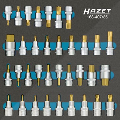 Hazet Bit-Einsatz Satz - 1/2 - Sechskant, XZN, Ribe-CV, TORX® - 35-tlg [Hersteller-Nr. 163-407/35] von Hazet