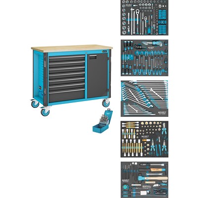 Hazet Fahrbare Werkbank - Befüllt - 7 Schubladen 1 Seitentür - 314-tlg. [Hersteller-Nr. 179NW-7/314] von Hazet