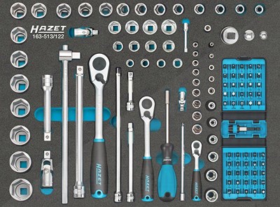 Hazet Steckschlüssel Satz - 1/4, 3/8, 1/2, 122-tlg. [Hersteller-Nr. 163-513/122] von Hazet