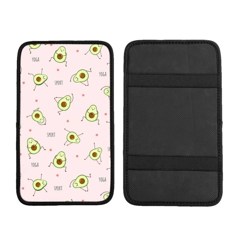 Auto Mittelkonsole Kissen Pad Avocado Cartoon Niedlich Auto Armlehne Abdeckung Wasserdicht Armlehne Sitzbox Abdeckung Armlehne Abdeckung Schutz Handlauf Box Universal Dekoration Kissen von Hceaatb