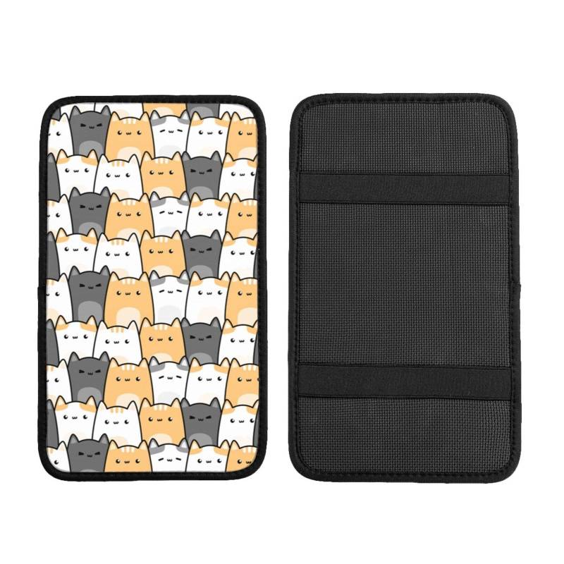 Auto Mittelkonsole Kissen Pad Bunte Cartoon Katze Auto Armlehne Abdeckung Wasserdicht Armlehne Sitzbox Abdeckung Armlehne Abdeckung Schutz Handlauf Box Universal Dekoration Kissen von Hceaatb