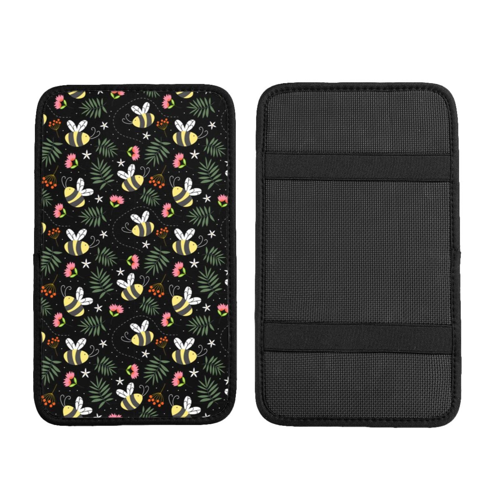 Auto Mittelkonsole Kissen Pad Cartoon Biene Blume Auto Armlehne Abdeckung Wasserdicht Armlehne Sitzbox Abdeckung Armlehne Abdeckung Schutz Handlauf Box Universal Dekoration Kissen von Hceaatb