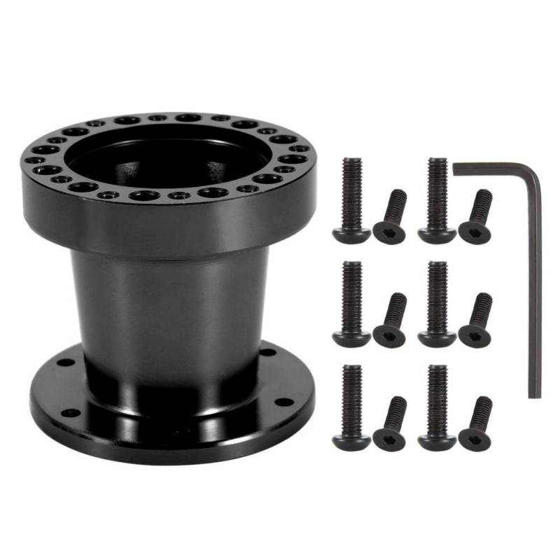 Auto Lenkradnabe Adapter, 2 Farben 3 Zoll Universal Auto Lenkradnabe Aluminium Spacer Lenkradnabe Adapter Kit(Schwarz) von Headerbs