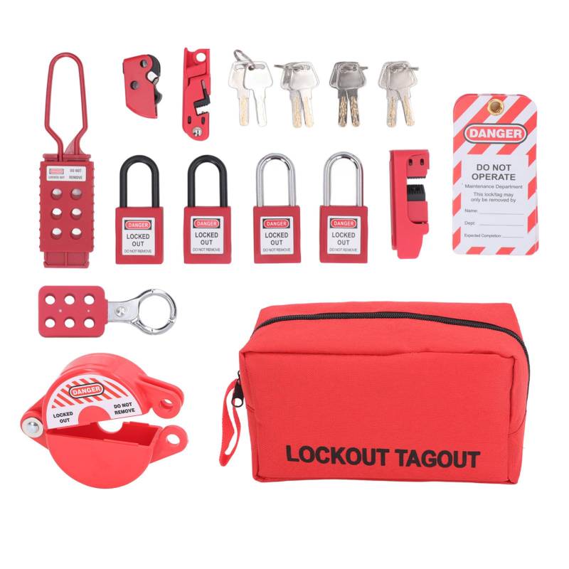 Headerbs Elektrisches Lockout-Tagout-Kit für Mechanische Geräte, Industrielle Lock-Tag-Geräte, Multifunktionale Sicherheitsvorhängeschlösser mit Pin-Out-Leistungsschalter-Lockouts von Headerbs