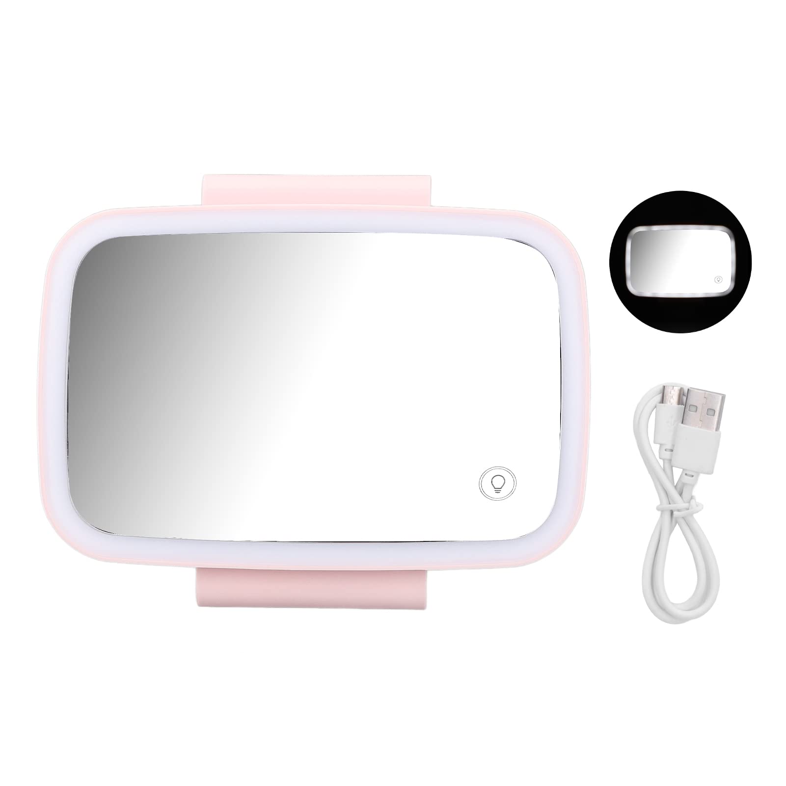 Headerbs LED-Sonnenblendenspiegel, Auto-Sonnenblende, Make-up-Spiegel, Umgebende LED-Leuchten, Touchscreen, Plug-and-Play mit Einziehbarem Rückenclip (Rosa) von Headerbs