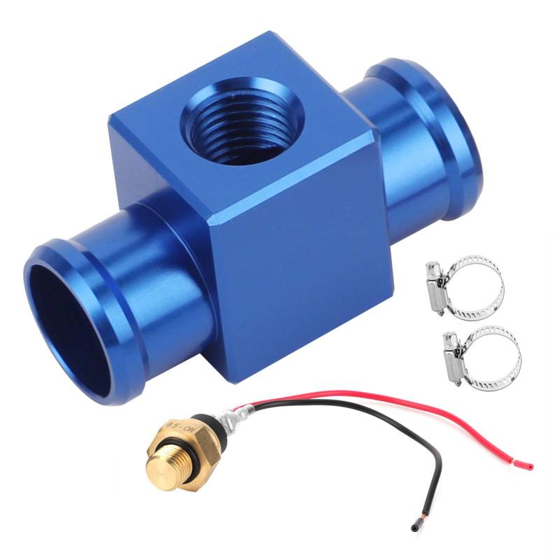 Thermostat-Wassertemperatur-Schalter-Kit, Kühlerschlauch-Adapter, Kühler-Kühlmittel-Lüfter-Temperatursensor für Motorrad, ATV, Geländewagen (Blau) von Headerbs