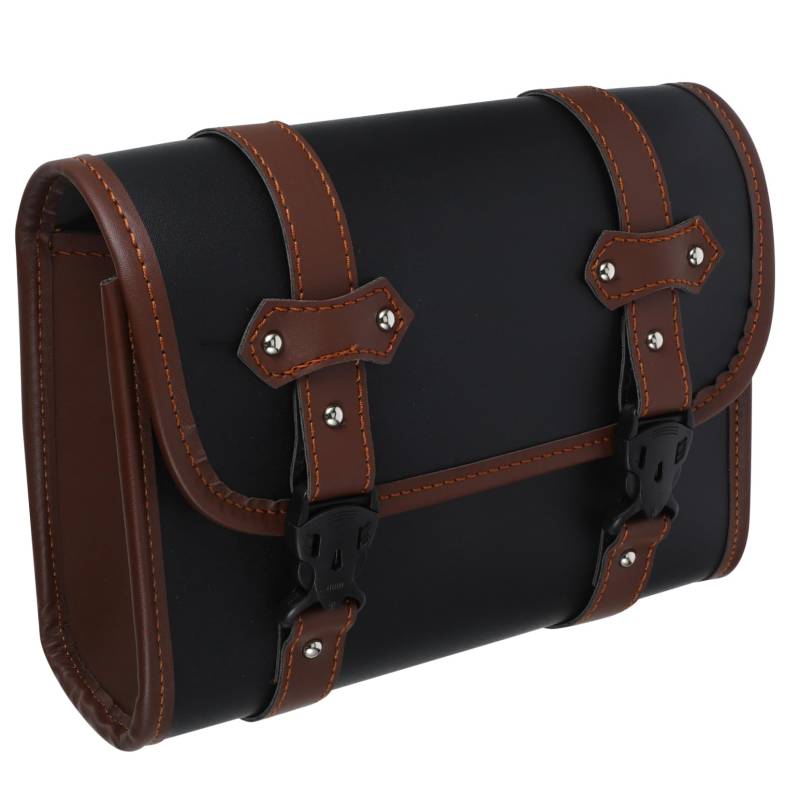 Healifty 2st Seitentasche Sattel Tasche Für Motorradlagerung Gepäckträgertasche Für Motorräder Riementasche Gürteltaschen Für Männer Trockene Tasche Beutel Brown Pu-Leder von Healifty