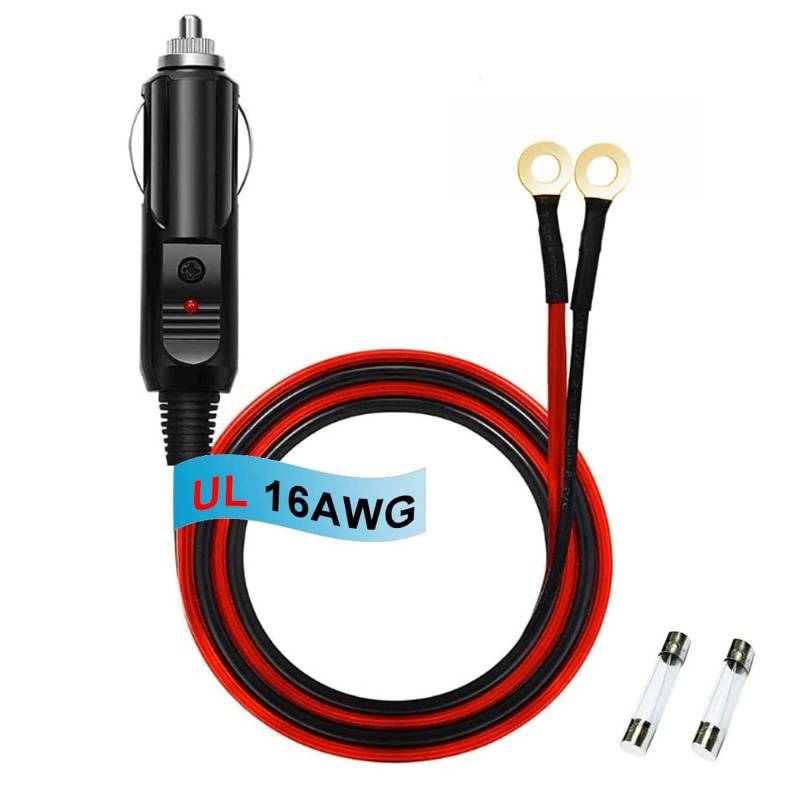 Heavy Duty 16AWG 12V 24V Stecker Zigarettenanzünder Adapter Netzstecker mit 2FT/0.6M Kabeldraht, 15A Sicherung und LED Licht für Auto Wechselrichter/Luftpumpe/Elektrische Tasse/DIY etc von Heart Horse