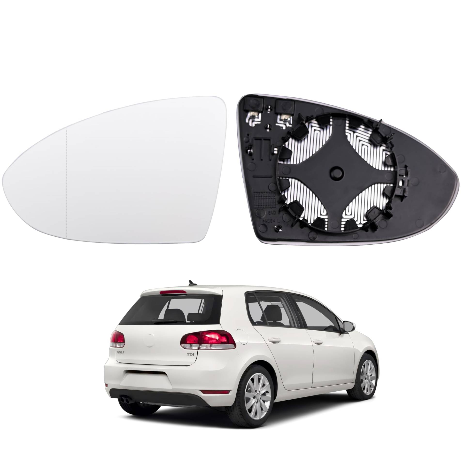 Hebstw Heated Spiegelglas Ersatz für Volkswagen VW Golf MK7 2013-2021, Lamando, Ersatz Spiegelglas Heizbar, Spiegelglas Außenspiegel Glas(Links) von Hebstw